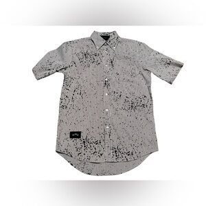 Black scale men’s Pablo shirt button down collar red white stripes‎ size large